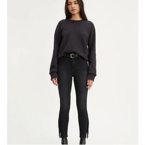 Levis Black Mile High Skinny Fringe Jean